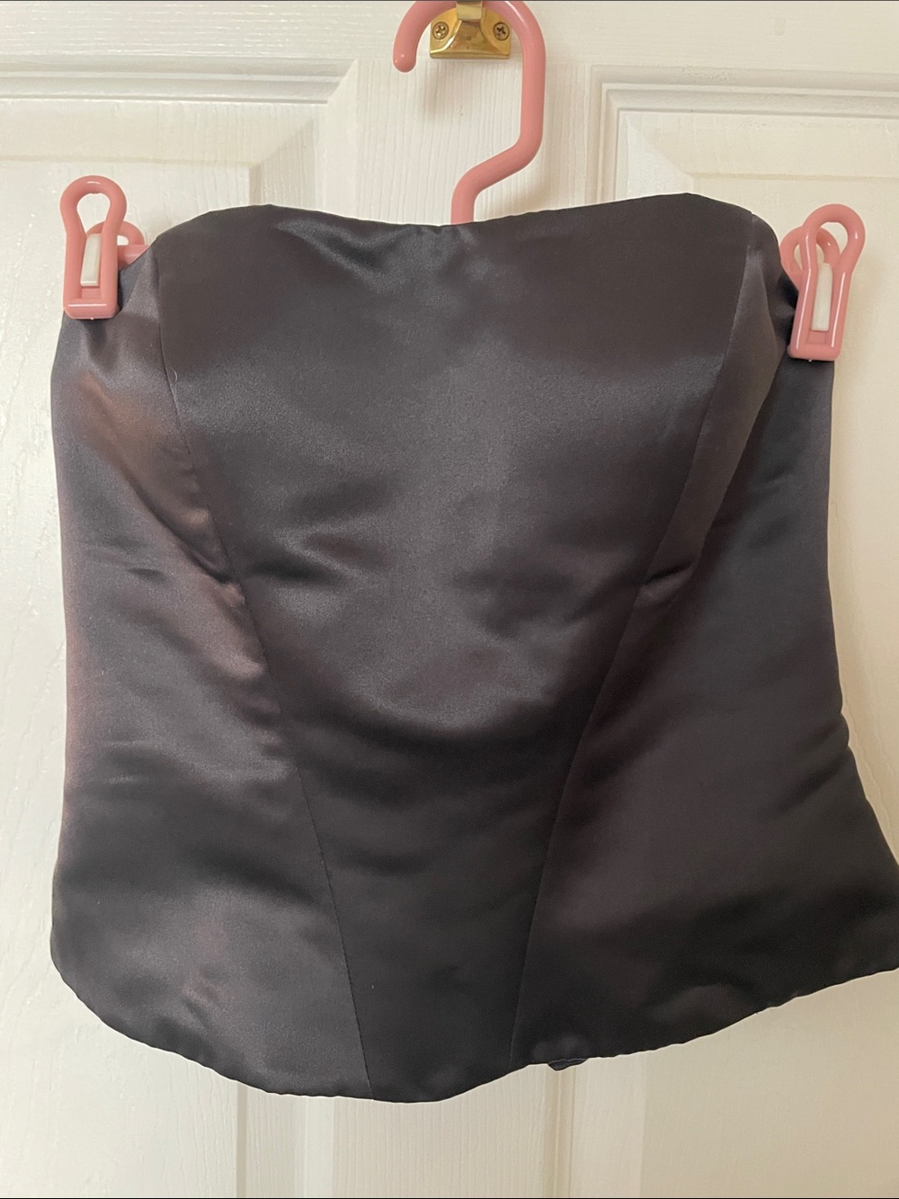 Bill Levkoff Black Strapless Satin Corset Top